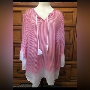 Zac & Racheal Red & White striped Tunic 2X.